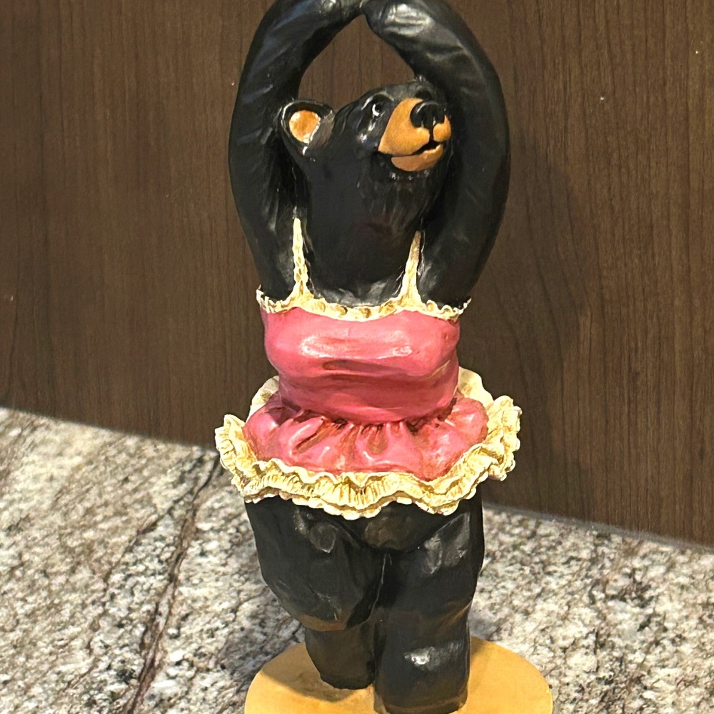 Vintage 2004 World Wide Dance Fever Black Bear Figurine by Artist Rick J Rowley